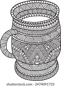 Pottery Mandala Coloring Page | Hand-Drawn Pottery Mandala Coloring Page For Adults