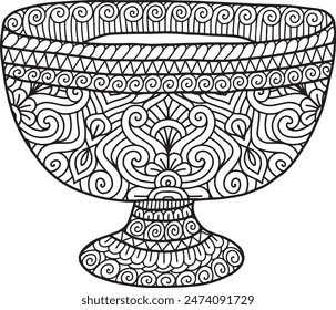 Pottery Mandala Coloring Page | Hand-Drawn Pottery Mandala Coloring Page For Adults