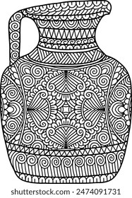 Pottery Mandala Coloring Page | Hand-Drawn Pottery Mandala Coloring Page For Adults