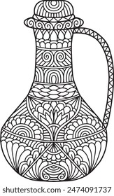 Pottery Mandala Coloring Page | Hand-Drawn Pottery Mandala Coloring Page For Adults