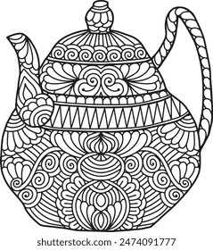 Pottery Mandala Coloring Page | Hand-Drawn Pottery Mandala Coloring Page For Adults