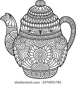 Pottery Mandala Coloring Page | Hand-Drawn Pottery Mandala Coloring Page For Adults