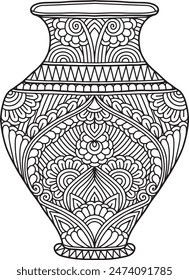 Pottery Mandala Coloring Page | Hand-Drawn Pottery Mandala Coloring Page For Adults