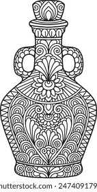 Pottery Mandala Coloring Page | Hand-Drawn Pottery Mandala Coloring Page For Adults