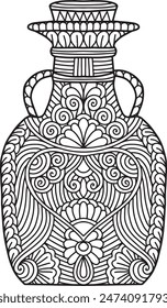 Pottery Mandala Coloring Page | Hand-Drawn Pottery Mandala Coloring Page For Adults