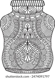 Pottery Mandala Coloring Page | Hand-Drawn Pottery Mandala Coloring Page For Adults