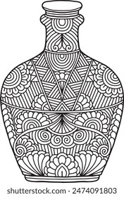 Pottery Mandala Coloring Page | Hand-Drawn Pottery Mandala Coloring Page For Adults