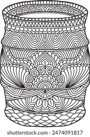 Pottery Mandala Coloring Page | Hand-Drawn Pottery Mandala Coloring Page For Adults