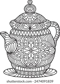 Pottery Mandala Coloring Page | Hand-Drawn Pottery Mandala Coloring Page For Adults