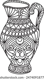 Pottery Mandala Coloring Page | Hand-Drawn Pottery Mandala Coloring Page For Adults