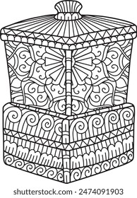 Pottery Mandala Coloring Page | Hand-Drawn Pottery Mandala Coloring Page For Adults