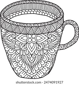 Pottery Mandala Coloring Page | Hand-Drawn Pottery Mandala Coloring Page For Adults