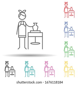 Icono de juego de varios colores de cerámica. Línea delgada simple, contorno vector de iconos de hobbie para ui y ux, sitio web o aplicación móvil