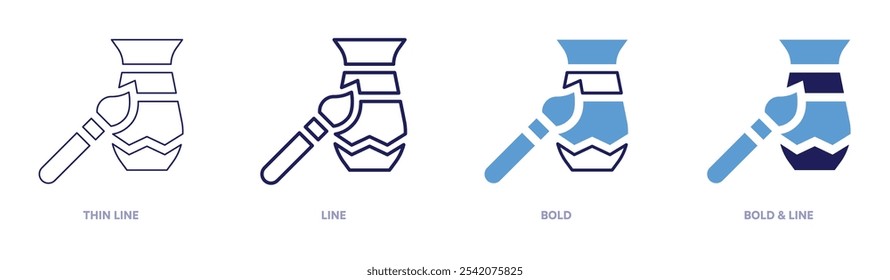 Pottery painting icon in 4 different styles. Thin Line, Line, Bold, and Bold Line. Duotone style. Editable stroke.