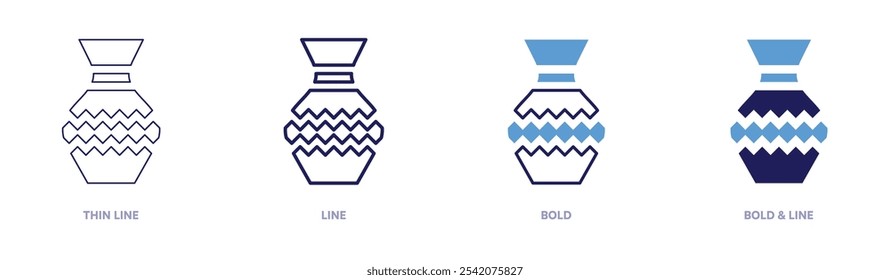 Pottery pattern design icon in 4 different styles. Thin Line, Line, Bold, and Bold Line. Duotone style. Editable stroke.