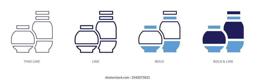 Pottery pattern icon in 4 different styles. Thin Line, Line, Bold, and Bold Line. Duotone style. Editable stroke.