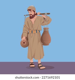Pottery pot seller in the Middle Ages