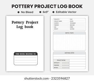 Pottery Project Log Book Or Notebook Planner. Low Content kdp Interior Template