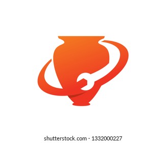 Pottery Repair Logo Template, Icon, Symbol - Vector