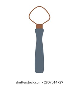 Pottery ribbon tool vector illustration. Ceramic clay carving loop tool with grey handle isolated on white background.