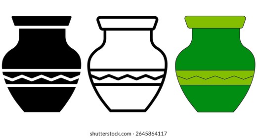 Icono de conjunto de cerámica sobre fondo blanco