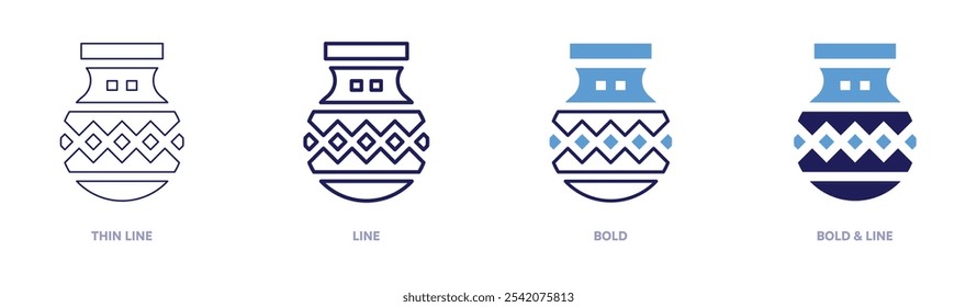 Pottery shapes icon in 4 different styles. Thin Line, Line, Bold, and Bold Line. Duotone style. Editable stroke.