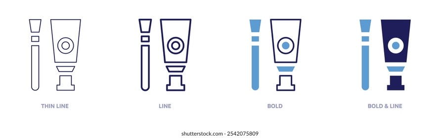 Ícone de cores de deslizamento de cerâmica em 4 estilos diferentes. Linha fina, Linha, Negrito e Linha Negrito. Estilo duotônico. Traçado editável.