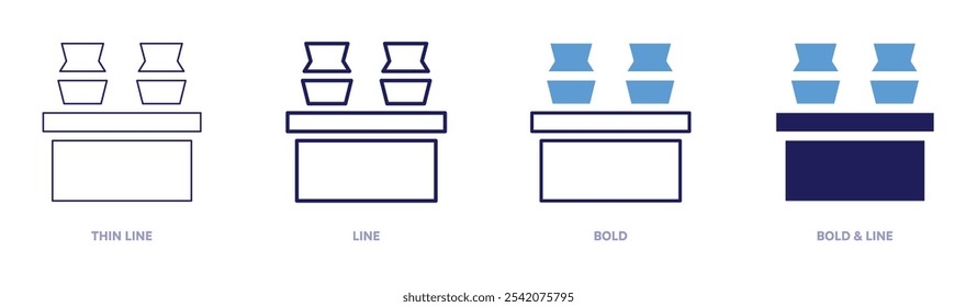 Pottery storage icon in 4 different styles. Thin Line, Line, Bold, and Bold Line. Duotone style. Editable stroke.