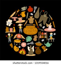 Pottery studio, background for your design
