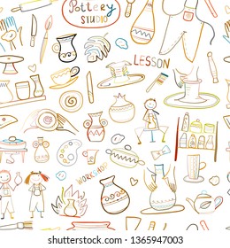 Pottery studio, seamless pattern for your design