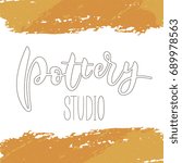Pottery studio - vector illustration. Calligraphic inscription for a logo, poster, billboard or banner.