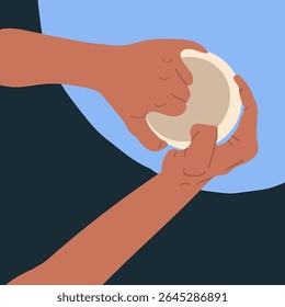 Pottery studio. Pottery workshop. A potter sculpts a clay pot on a potter's wheel. Hand drawn flat vector illustration 
