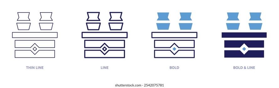 Pottery supply icon in 4 different styles. Thin Line, Line, Bold, and Bold Line. Duotone style. Editable stroke.