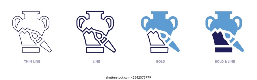 Pottery surface design icon in 4 different styles. Thin Line, Line, Bold, and Bold Line. Duotone style. Editable stroke.