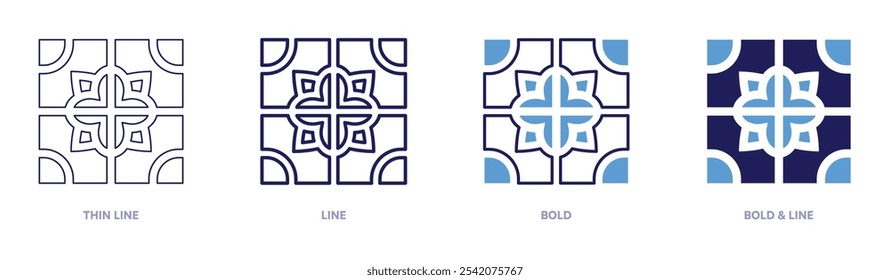 Pottery tiles icon in 4 different styles. Thin Line, Line, Bold, and Bold Line. Duotone style. Editable stroke.