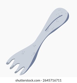 Pottery tool Illustration. Spork tool. Hand drawn vector illustration on white background.
