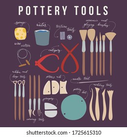 Pottery tools - handdrawn vector illustration for poster, card, banner, invitation. 