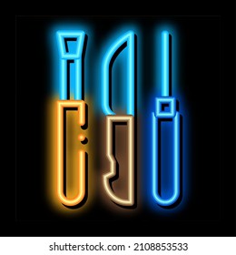 pottery tools neon light sign vector. Glowing bright icon pottery tools sign. transparent symbol illustration