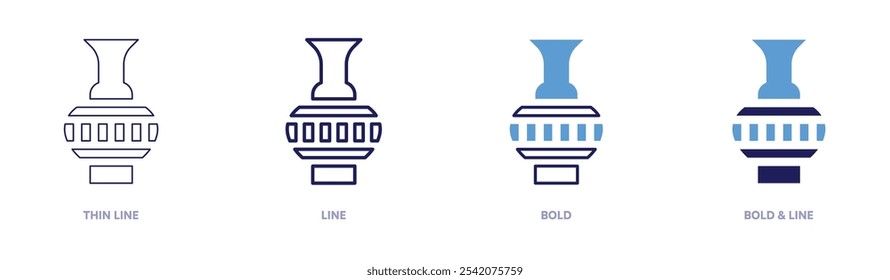 Pottery vase icon in 4 different styles. Thin Line, Line, Bold, and Bold Line. Duotone style. Editable stroke.