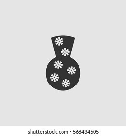 Pottery Vase icon flat. Black pictogram on grey background. Vector illustration symbol