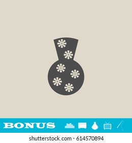 Pottery Vase icon flat. Grey pictogram on light background. Vector illustration symbol and bonus button real estate, ottoman, vase, tv, fishing rod