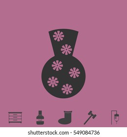 Pottery Vase icon flat. Simple vector grey pictogram and bonus symbol