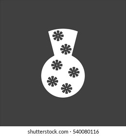 Pottery Vase icon flat. Vector white illustration isolated on black background. Flat symbol