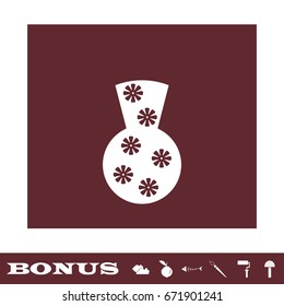 Pottery Vase icon flat. White pictogram on brown background. Vector illustration symbol and bonus icons