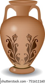 Pottery vase on a white background. Handmade.