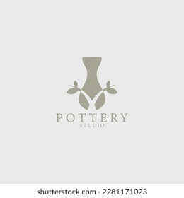 pottery vase studio logo minimalist style