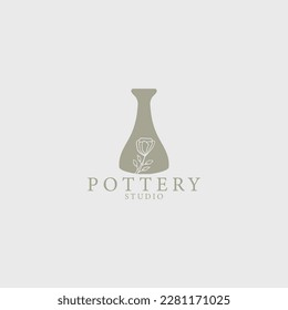 pottery vase studio logo minimalist style