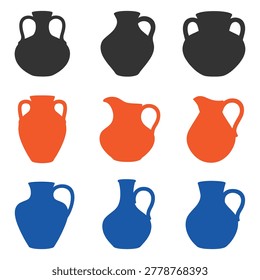 Pottery Vase and Traditional Ceramic Jar Silhouette Collection