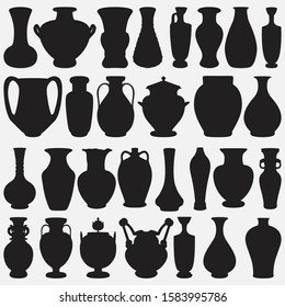 Pottery Vase Vector Silhouette Design