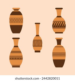 Pottery vases cartoon premium vector illustration